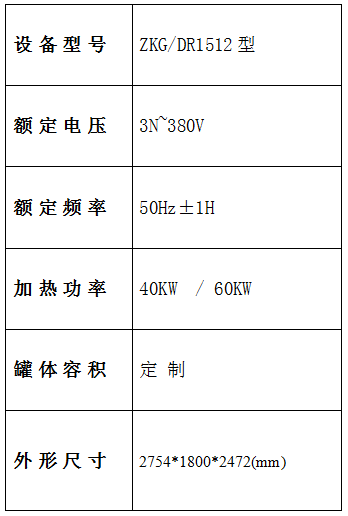 蒸烤设备参数